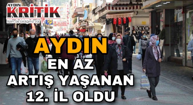 Aydın, en az artış yaşanan 12. il oldu