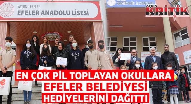 En çok pil toplayan okullara Efeler Belediyesi hediyelerini dağıttı