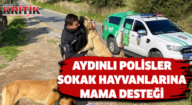 Aydınlı polisler sokak hayvanlarına mama desteği