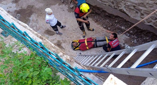 Ağaçtan dereye düşen şahsı itfaiye kurtardı