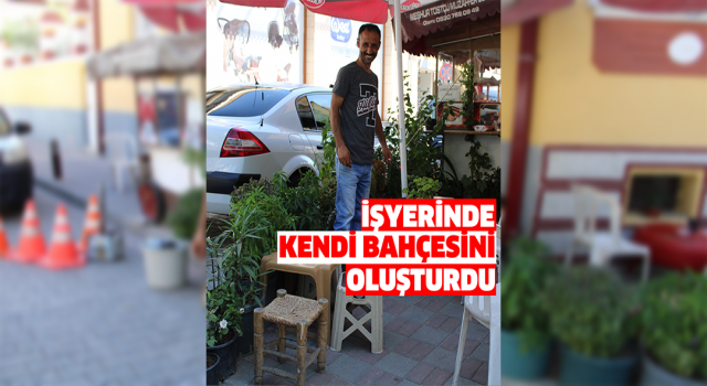 Aydınlı tostçu işyerinde kendi bahçesini oluşturdu