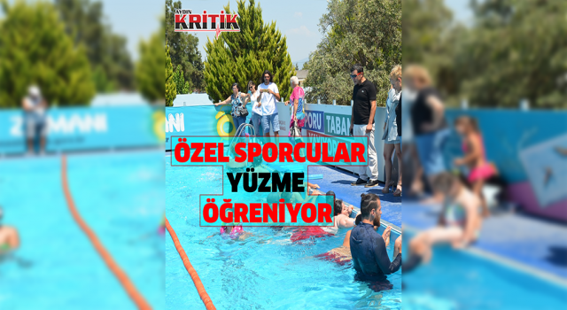 Didimli özel sporcular yüzme öğreniyor