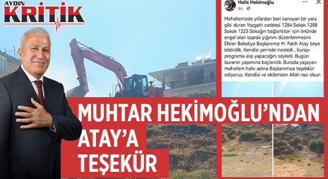 Muhtar Hekimoğlu'ndan Atay'a teşekkür