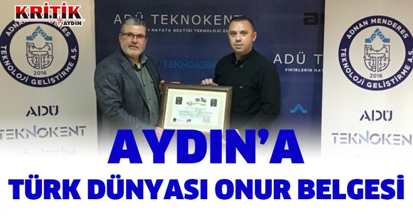 Aydın'a Türk Dünyası Onur Belgesi