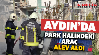 Aydın'da park halindeki otomobil alev aldı