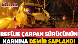 Refüje çarpan sürücünün karnına demir saplandı