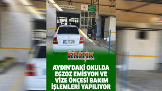 Aydın'daki okulda egzoz emisyon ve vize öncesi bakım işlemleri yapılıyor