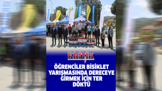 Öğrenciler bisiklet yarışmasında dereceye girmek için ter döktü