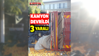 Kayısı yüklü kamyon devrildi: 3 yaralı