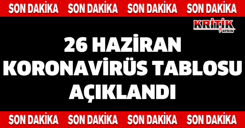 26 Haziran Koronavirüs Tablosu Açıklandı