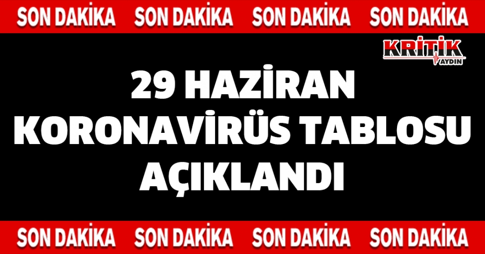 29 Haziran Koronavirüs Tablosu Açıklandı